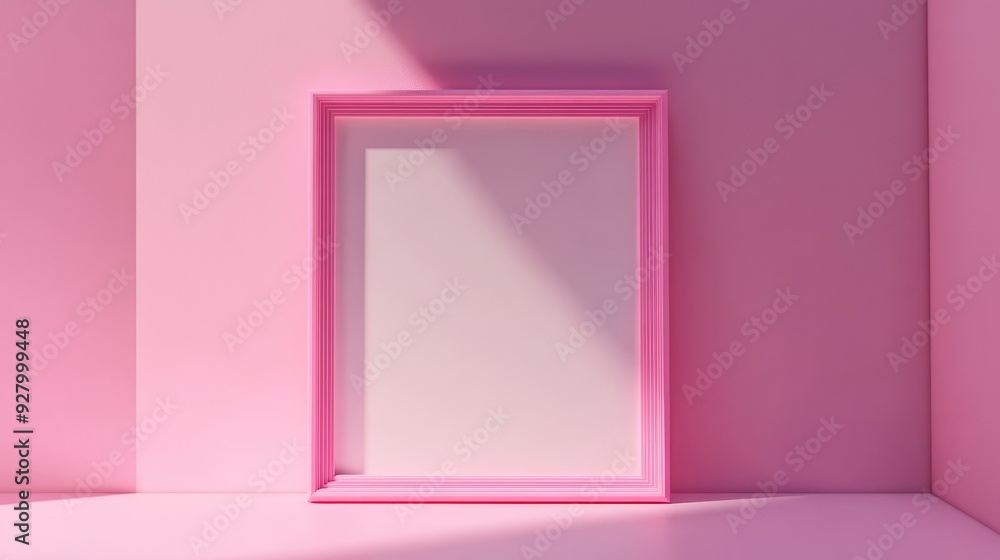 Pink picture frame on pink background Pink picture frame on pink background