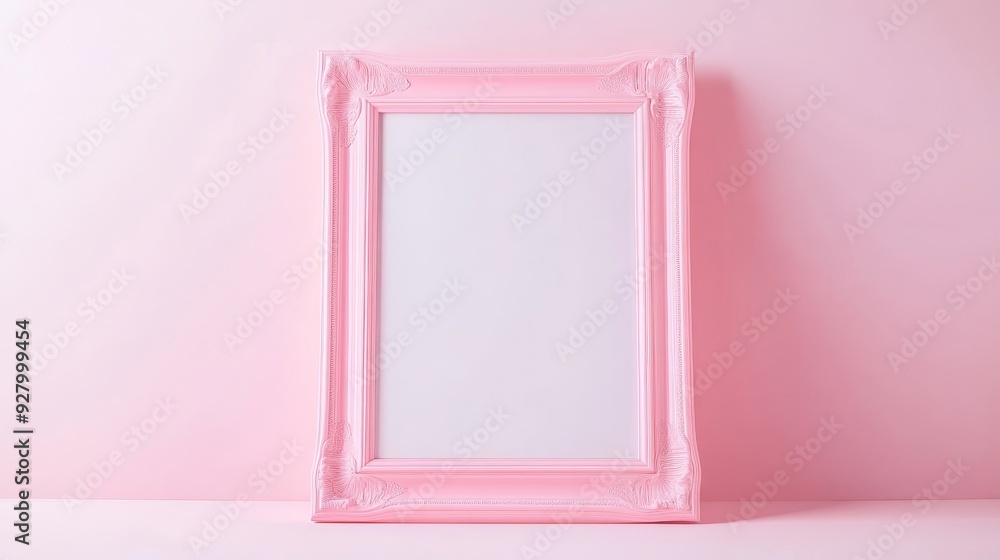 Pink picture frame on pink background Pink picture frame on pink background