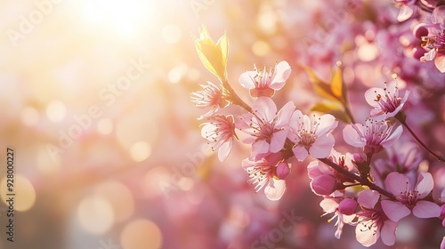 Pink cherry blossoms in bloom. Perfect for springtime, nature, and floral designs.