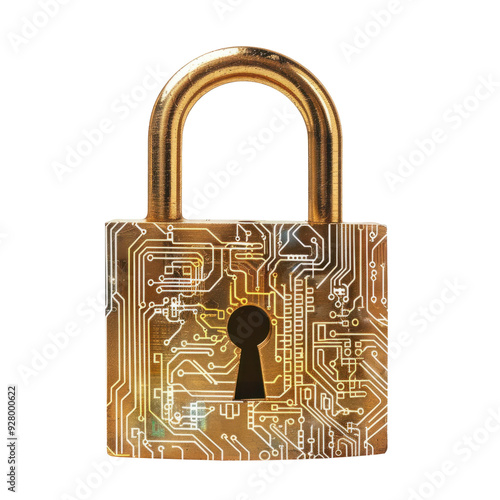 Digital Circuit Gold Padlock photo