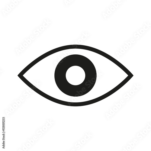 Black eye icon. Bold outline detail. Minimalist vector illustration. Simple geometric design.