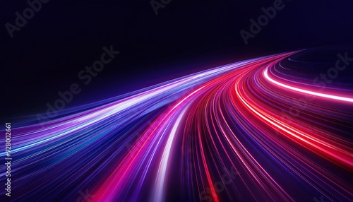 Abstract illustration of glowing light trails speed, motion, and energy