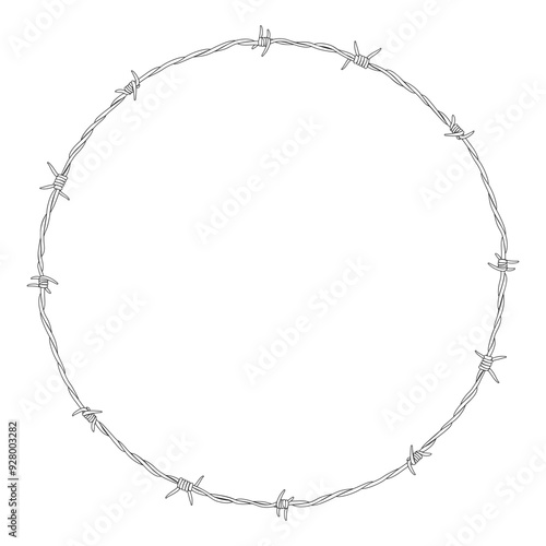 Barbed wire circle frame outline vector