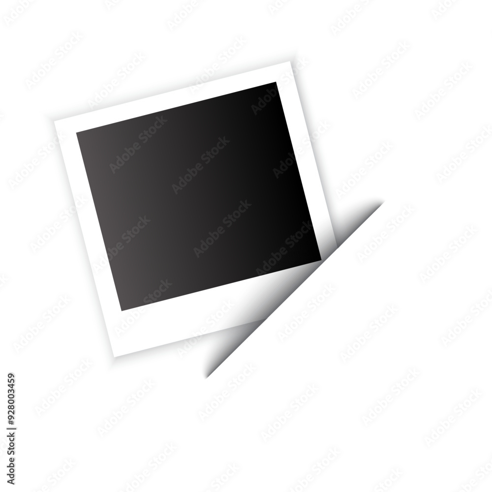 Photo frame vector. Blank black square. Curled white corner. Minimalist clean design. Photo frame vector. Blank black square. Curled white corner. Minimalist clean design.