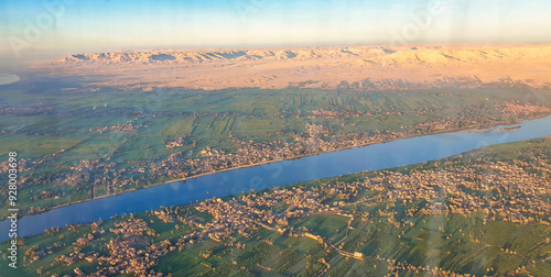 Fotografía A picture that describes why Egypt is a gift of the nile, taken from the air, th