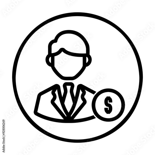 bank teller profile Line Icon