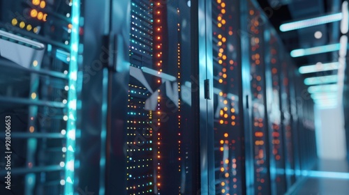 Server Room with Glowing Lights