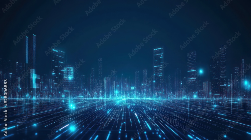 Futuristic Cityscape with Digital Glow Futuristic Cityscape with Digital Glow