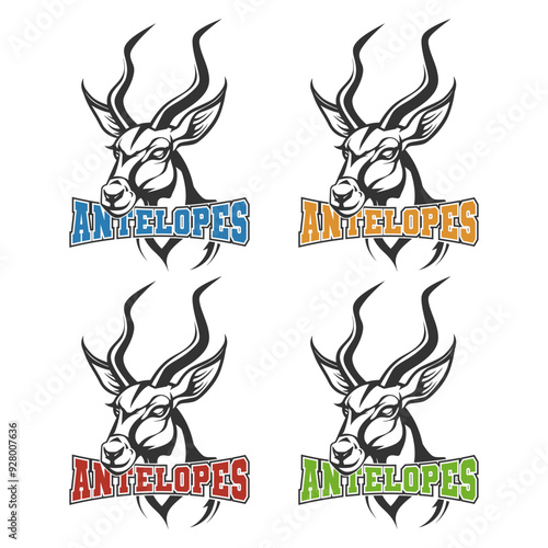 Antelopes Illustration Clip Art Design Shape. Mascot Silhouette Icon Vector.