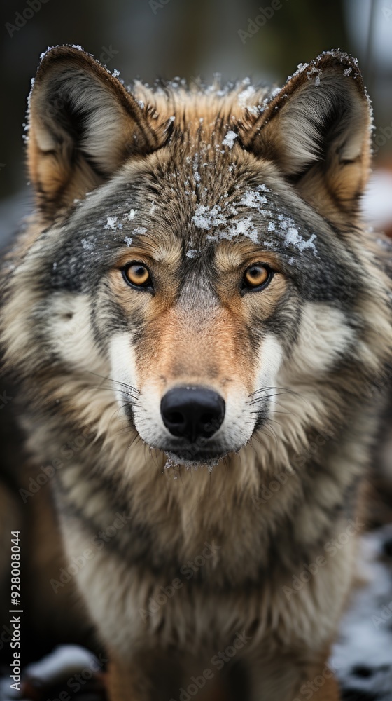 grey wolf setting on snow in the woods at winter with copyspace grey wolf setting on snow in the woods at winter with copyspace