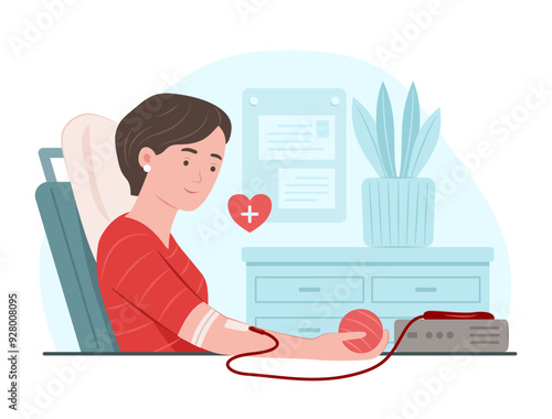 Healthy Woman Donate Blood for Blood Donation Charity Concept Illustration