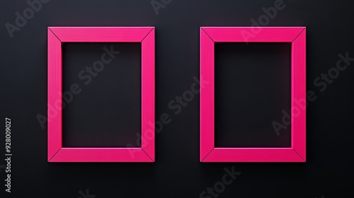 Two pink picture frames on black background