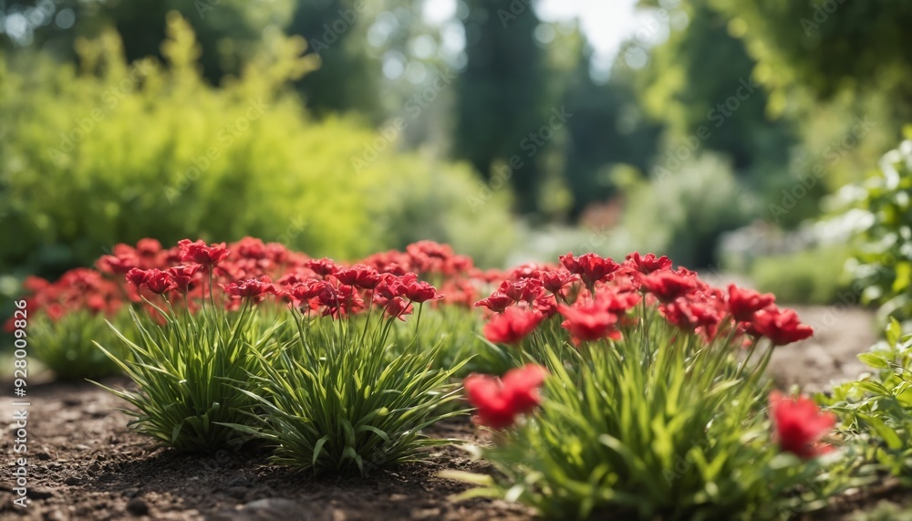 A stone path winding through a lush summer garden A stone path winding through a lush summer garden