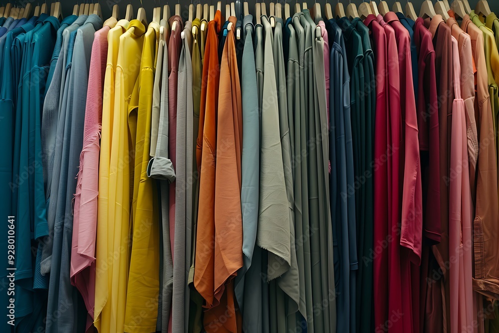 Clothes hanging on hangers, clothes shop. Clothes hanging on hangers, clothes shop.