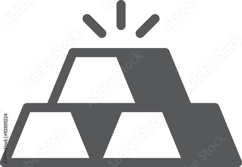 Gold nugget bars black icon. Wealth symbol