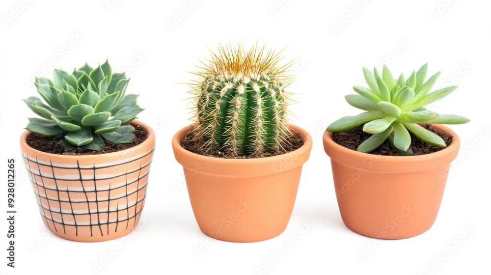 Three Succulents in Pots Three Succulents in Pots