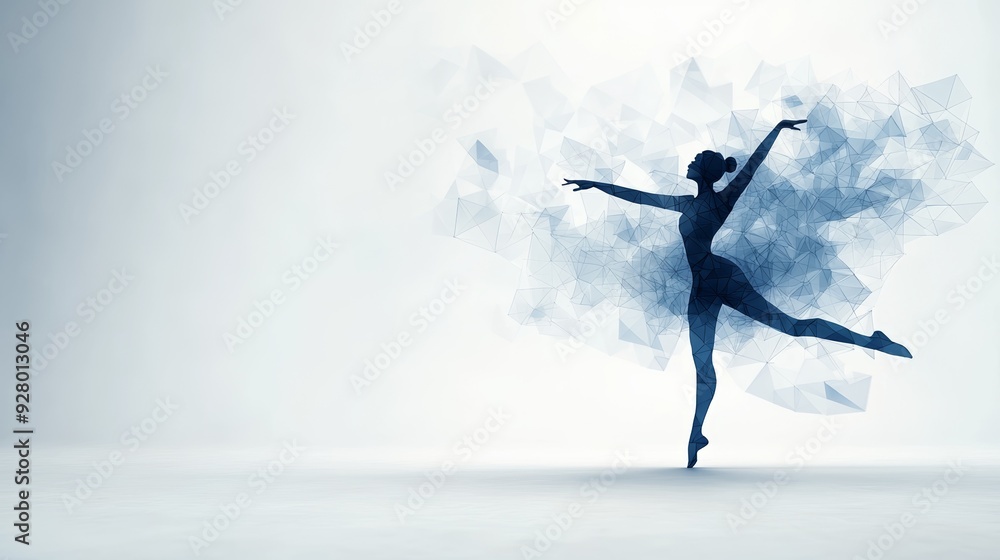 Graceful dancer performing a beautiful ballet pose amidst a cloud of blue smoke, showcasing elegance and motion. Graceful dancer performing a beautiful ballet pose amidst a cloud of blue smoke, showcasing elegance and motion.