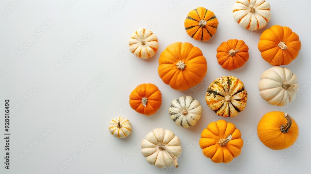 A vibrant arrangement of colorful pumpkins on a neutral backdrop, perfect for autumn-themed designs and seasonal decor. A vibrant arrangement of colorful pumpkins on a neutral backdrop, perfect for autumn-themed designs and seasonal decor.