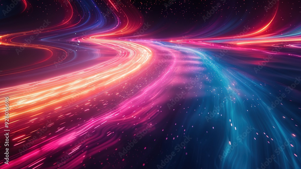 Abstract background with pink, blue, and orange glowing lines. Abstract background with pink, blue, and orange glowing lines.