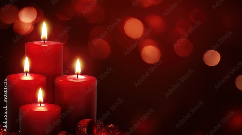 Red Candles on a Festive Background Red Candles on a Festive Background