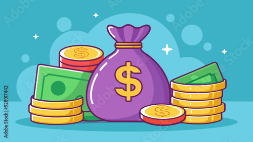 bag of money and coins on the left and a bigger bag of money and coints on the right