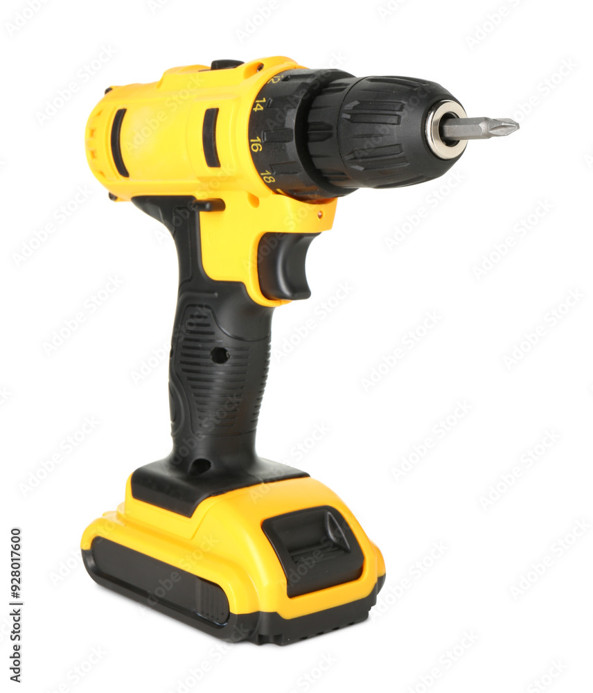 Modern cordless electric screwdriver isolated on white Modern cordless electric screwdriver isolated on white