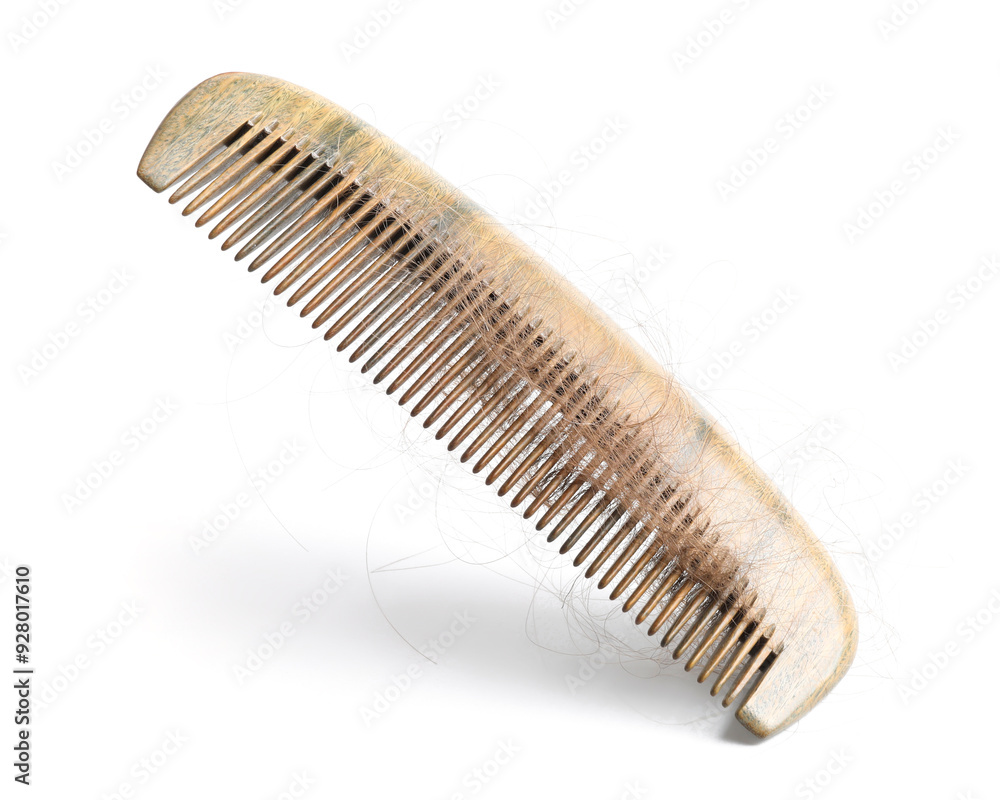 One comb with lost hair isolated on white One comb with lost hair isolated on white