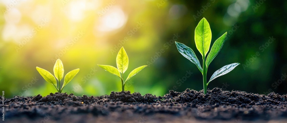 A vibrant scene showcasing young plants growing in rich soil, symbolizing growth, hope, and environmental sustainability. A vibrant scene showcasing young plants growing in rich soil, symbolizing growth, hope, and environmental sustainability.