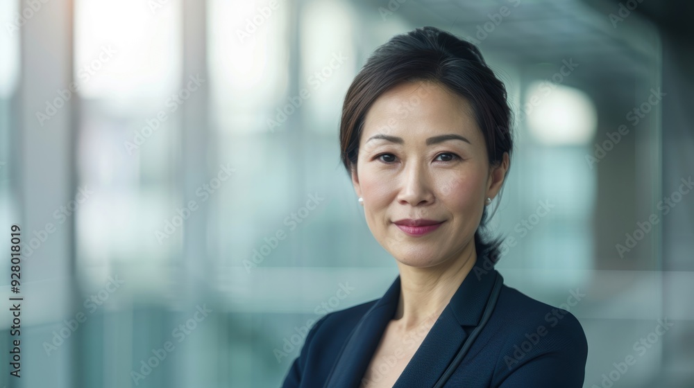 Confident businesswoman standing in a modern office environment, showcasing professionalism and leadership. Confident businesswoman standing in a modern office environment, showcasing professionalism and leadership.