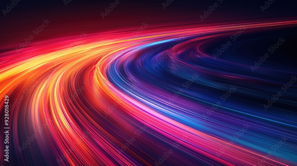 Abstract background with vibrant, curved lines in red, yellow, blue and purple hues. Abstract background with vibrant, curved lines in red, yellow, blue and purple hues.