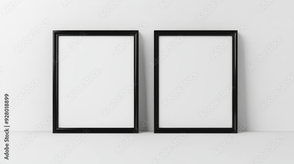 Two black picture frames on white background Two black picture frames on white background