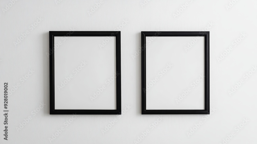 Two black picture frames on white background Two black picture frames on white background