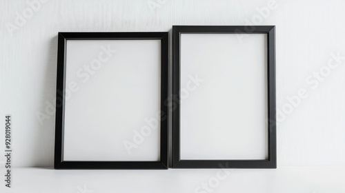 Two black picture frames on white background