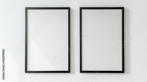 Two black picture frames on white background