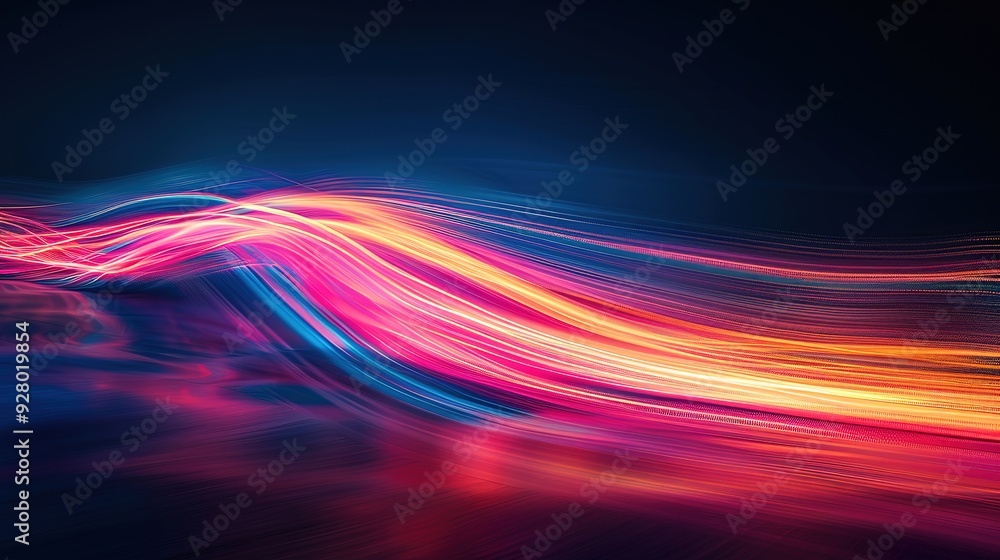 Abstract colorful glowing lines with motion blur on dark background. Abstract colorful glowing lines with motion blur on dark background.