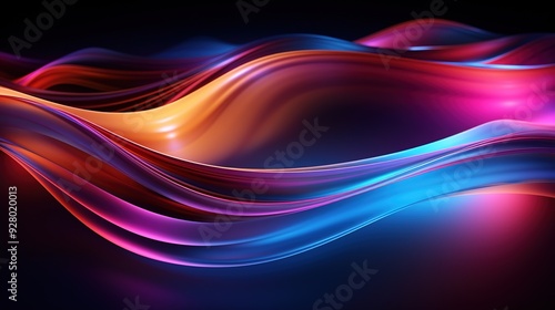 Abstract colorful glowing wave background.