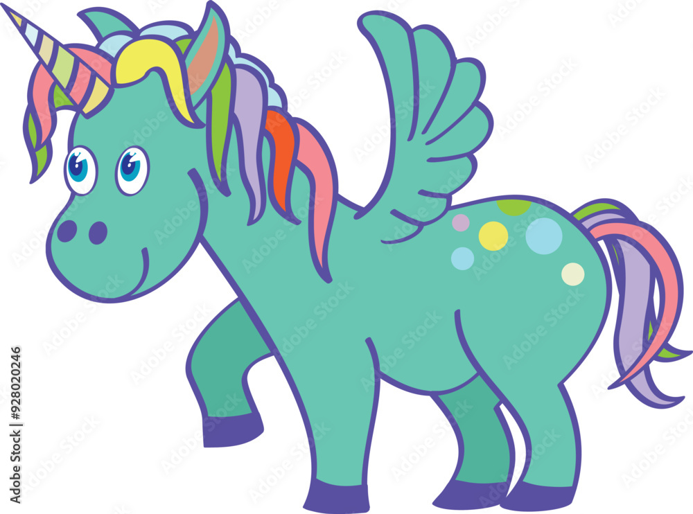 Fototapeta premium Fairytale animal. Happy unicorn character. Magic creature