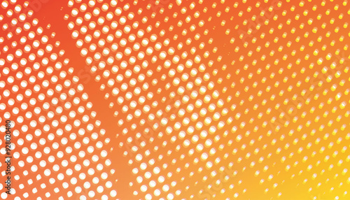 Pattern with halftones and gradients of orange and yellow.