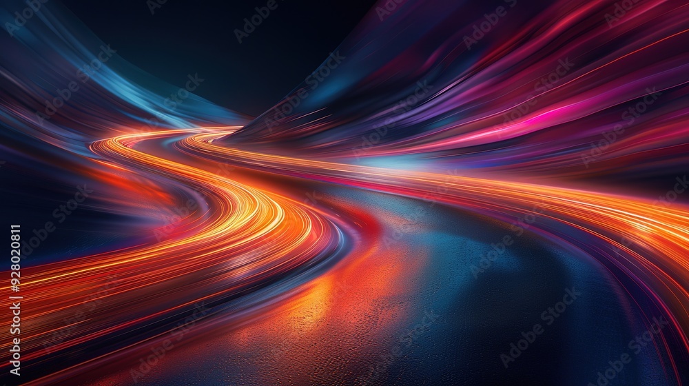 Abstract colorful light streaks on a dark background. Abstract colorful light streaks on a dark background.
