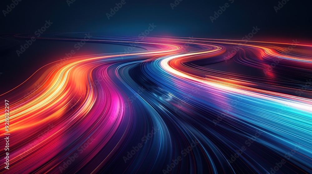Abstract colorful lines on dark background. Abstract colorful lines on dark background.