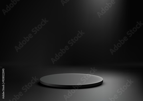 3D Black Circular Podium in...
