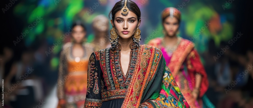 Vibrant Fashion Show Featuring Traditional and Modern Ethnic Attire on the Runway Vibrant Fashion Show Featuring Traditional and Modern Ethnic Attire on the Runway