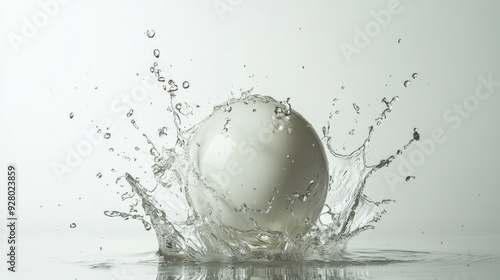 Water Splash with a White Sphere