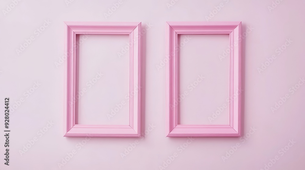Two pink picture frames on white background Two pink picture frames on white background