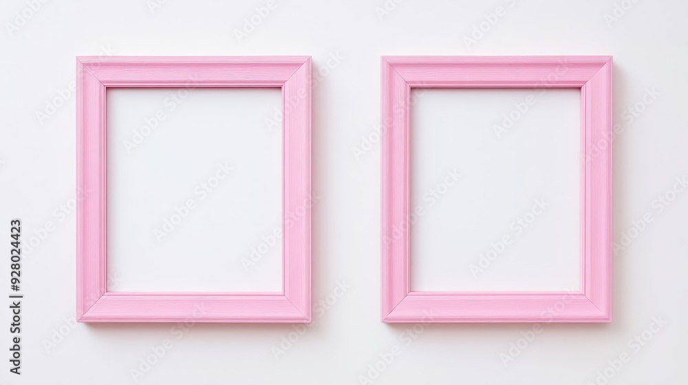 Two pink picture frames on white background Two pink picture frames on white background