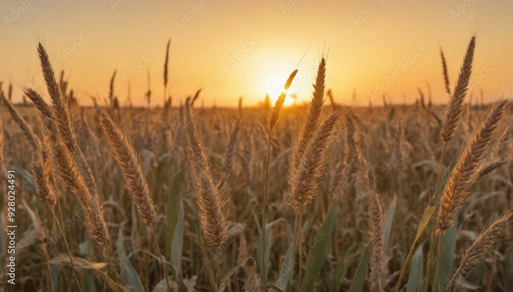 Golden hour glow over a field of tall grass at sunset Golden hour glow over a field of tall grass at sunset