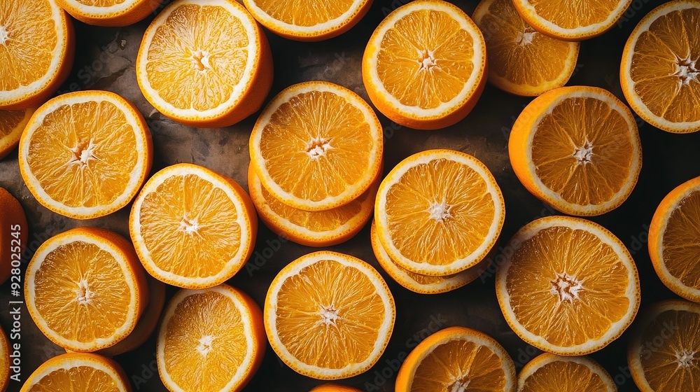 Stunning Top View of a Massive Orange Slices Arrangement, Realistic Texture and Brightly Lit for a Vibrant Visual Impact Stunning Top View of a Massive Orange Slices Arrangement, Realistic Texture and Brightly Lit for a Vibrant Visual Impact