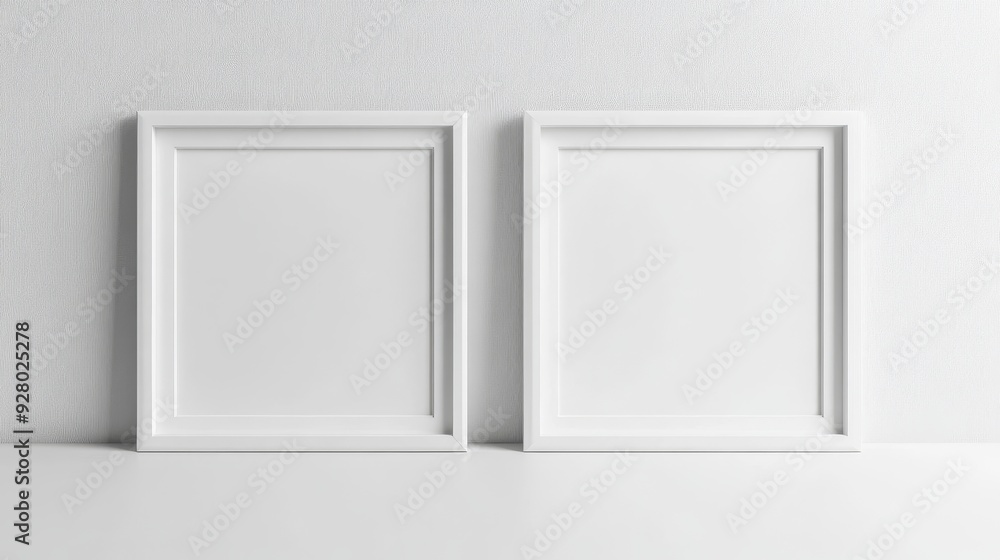 Two white picture frames on white background Two white picture frames on white background