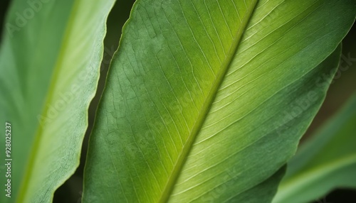 A symphony of green: close-up on a leaf's intricate veins photo