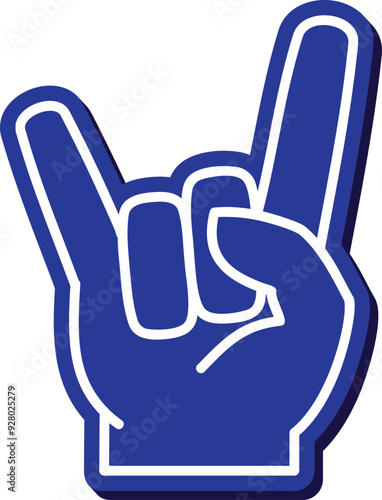 Rock gesture in blue sport foam hand style